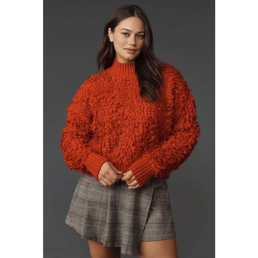 Callahan Mock-Neck Loop-Stitch Jumper M NWT